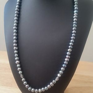 Honora pearl necklace 21"grey tone